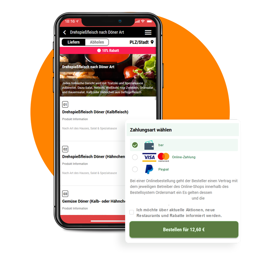 App & Web-Shop für Döner Lieferdienste order smart
