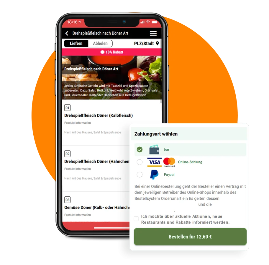 App & Web-Shop für Döner Lieferdienste order smart