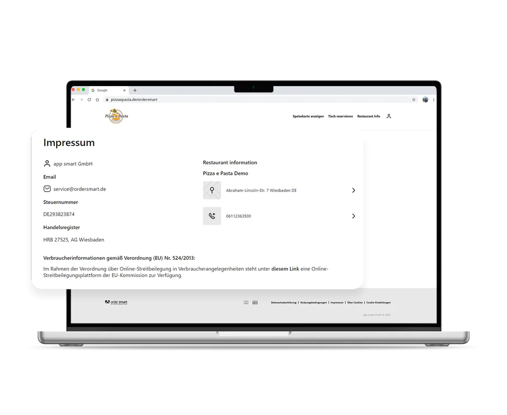 Impressum App-, Web-shop order-smart