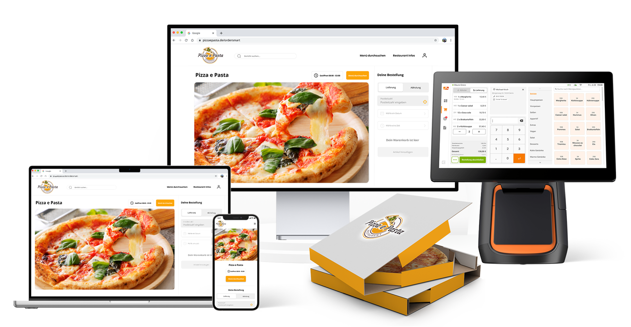 App, Web-shop Pizza Lieferdienste order-smart