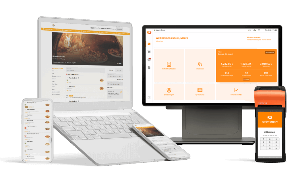App, Web-shop, POS Lieferdienste order-smart