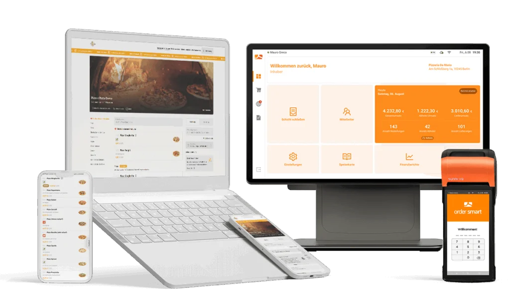 App, Web-shop, POS Lieferdienste order-smart