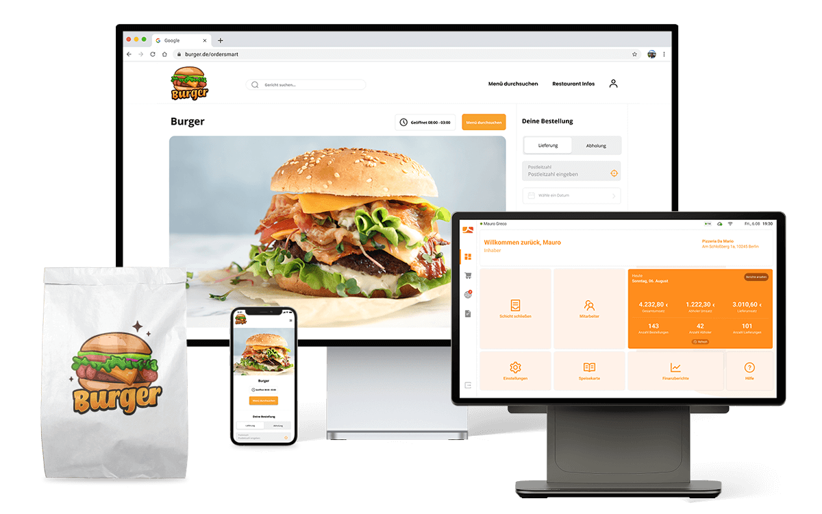 App & Web-Shop für Burger Lieferdienste order smart