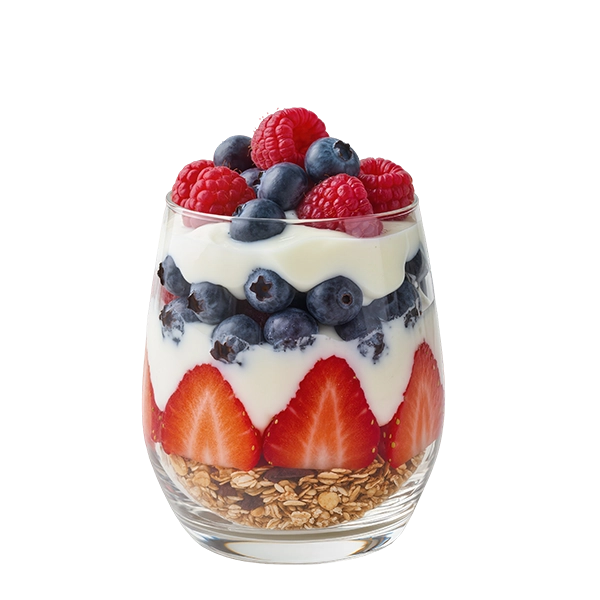 Joghurt mit Müsli und Früchten