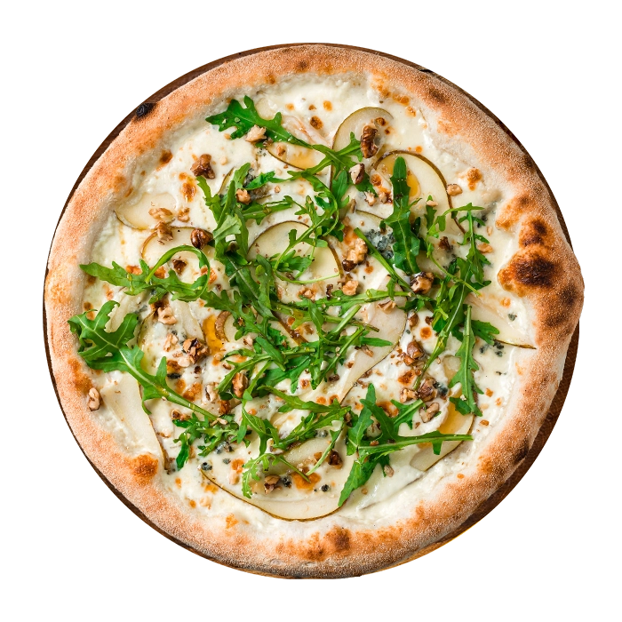 Pizza mit Birne und Gorgonzola